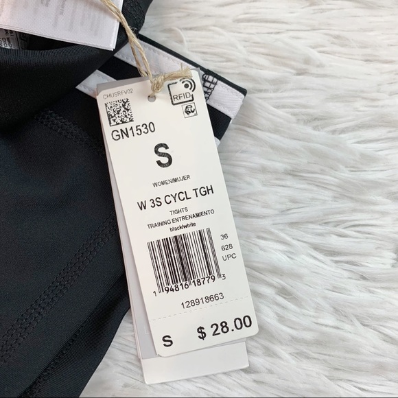 Adidas essential 3 stripe training biker shorts black white - Picture 8 of 10